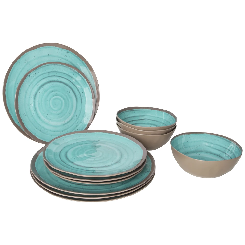 Bo-Camp Servies Halo 12Dlg Melamine Aqua