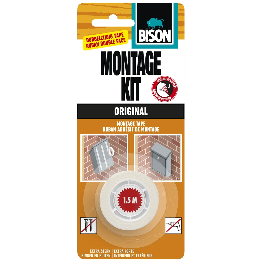 Bison Montagekit Tape Original Rol 1.5M X 19Mm Kaart