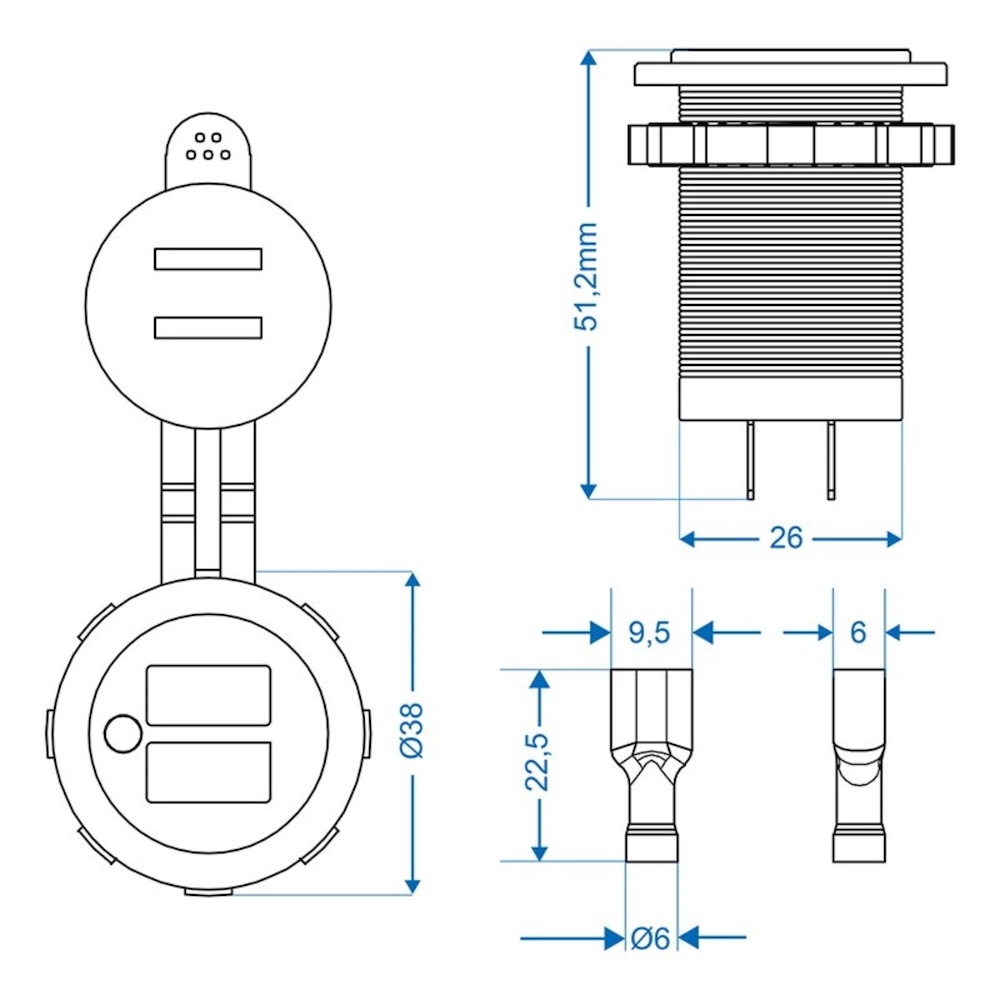 Proplus Usb-Inbouwdoos Tweevoudig 2X2100Ma 12V/24V