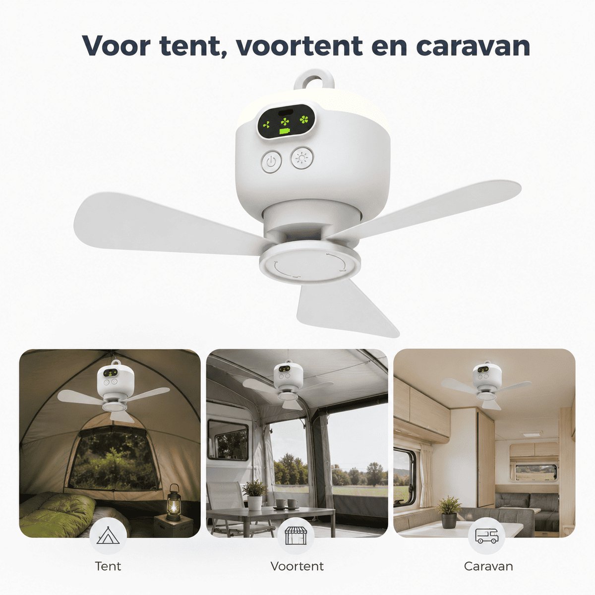 Happy Rhino Plafondventilator camping 27cm 8000mAh USB-C