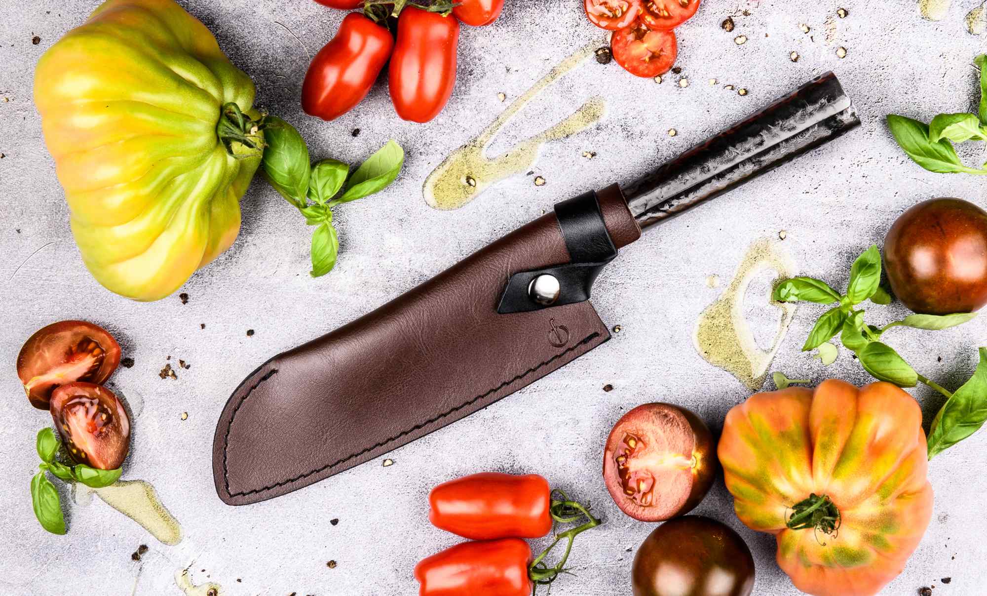 Forged Leren Hoes Santokumes - 18 cm