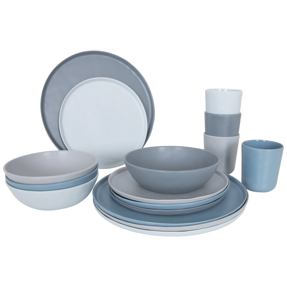 Bo-Camp Servies Molvadite 16D Blauw/Grij