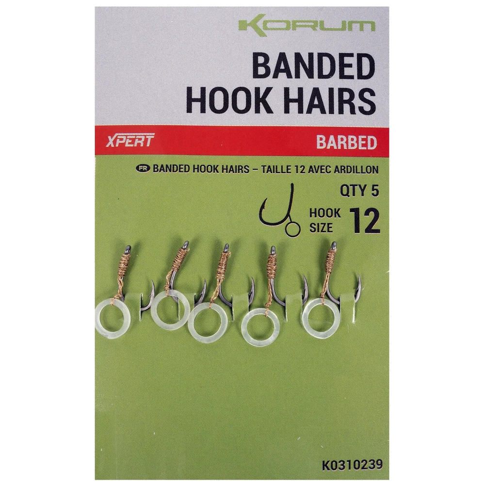 Korum Banded Hook Hairs-Barbed 12