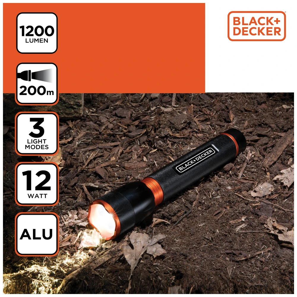 Black & Decker Zaklamp Led 12W 1200Lm 200M