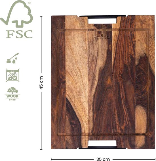 Bowls & Dishes Pure Rose Wood Steakplank Sapgoot En Handvatten 45 X 35 Cm