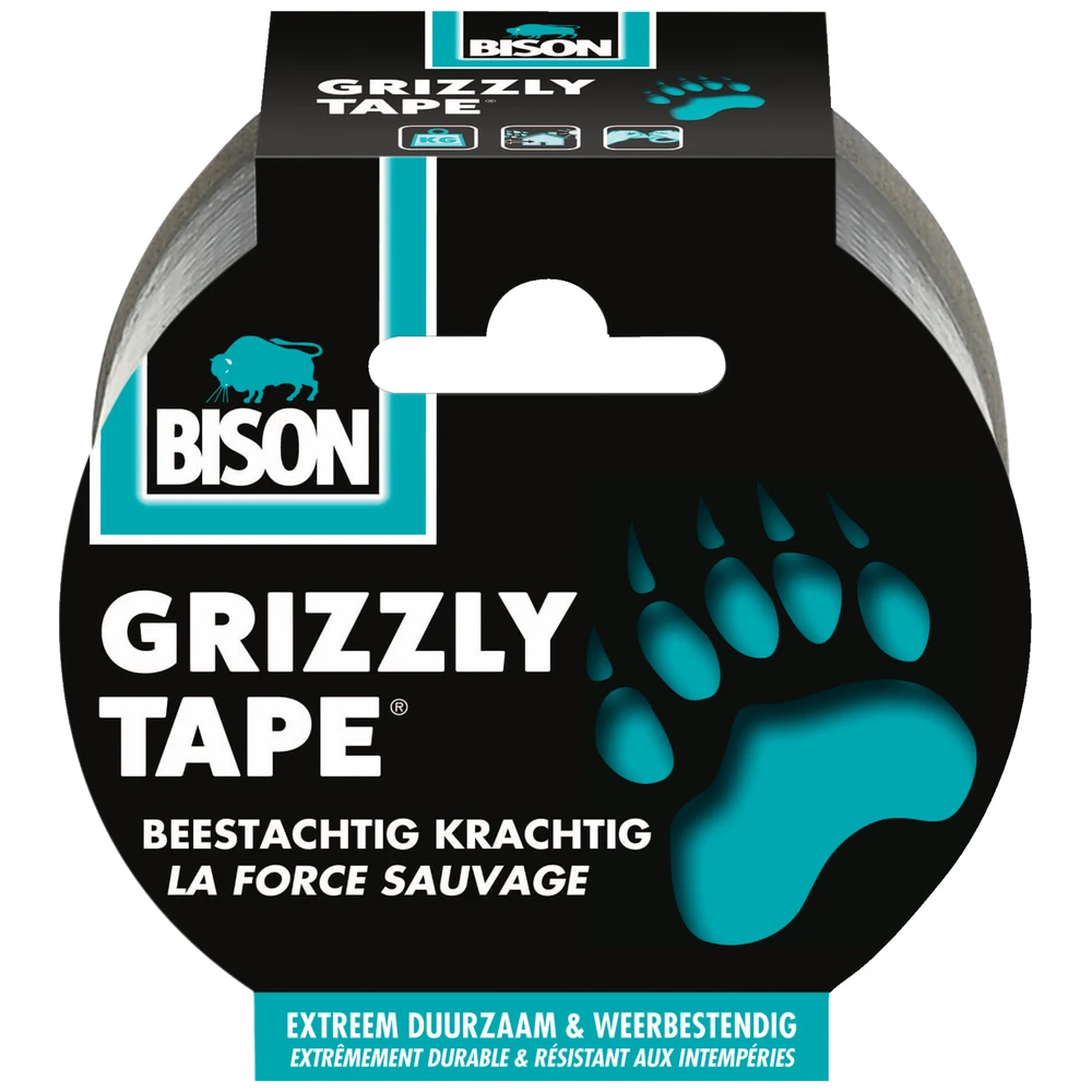 Bison Grizzly Tape Zilver Rol 25 Meter