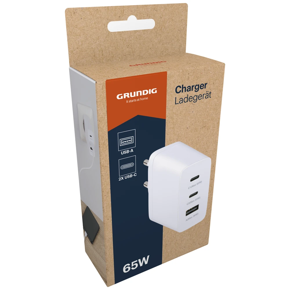 Grundig Stekker Lader Usb-A EN 2Xusb-C Uitgang 65W