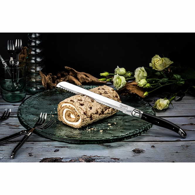 Laguiole Premium Line Broodmes Zwart Met Plankje Laguiole Premium Line Broodmes Zwart Met Plankje