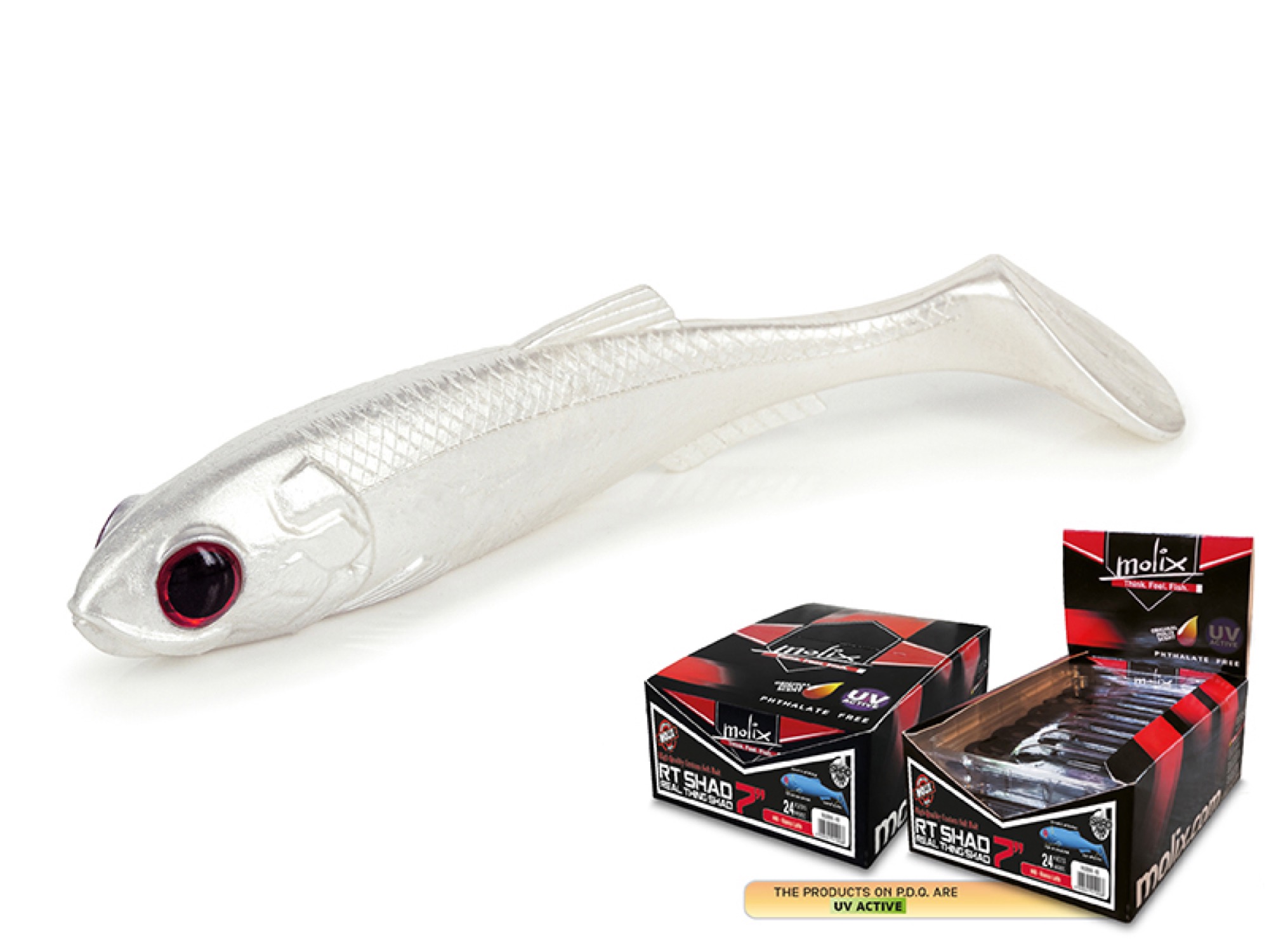 Molix Rt Shad 7" Bulk #92 UV Pearl White