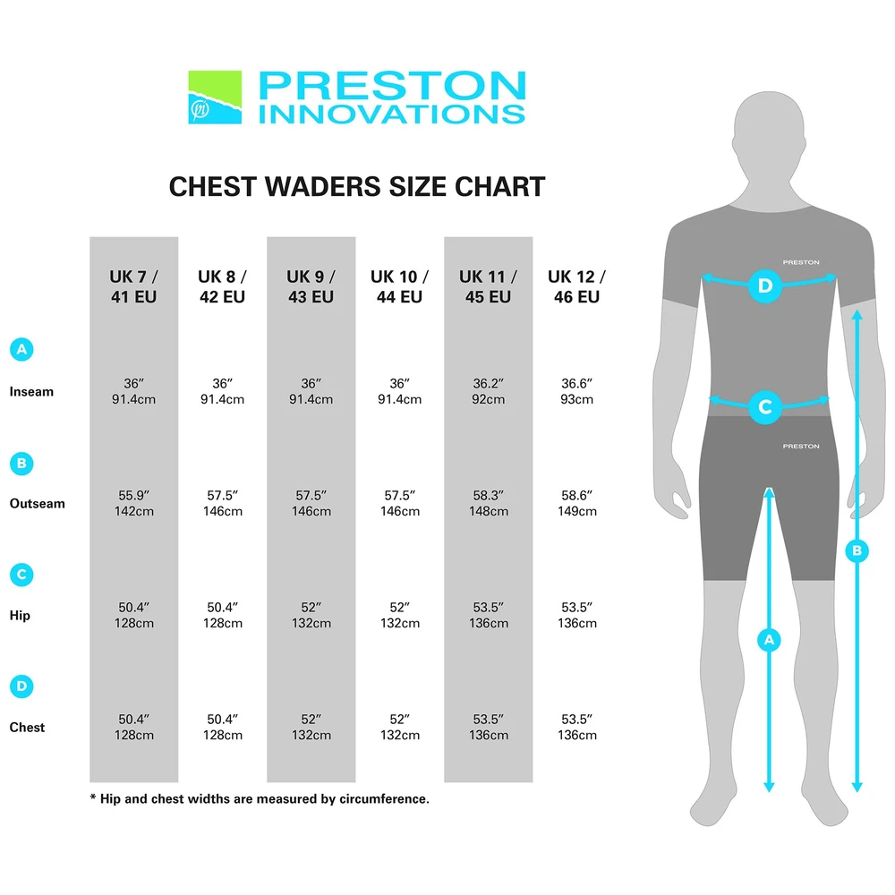 Preston Heavy Duty Chest Waders UK 10/EU 44