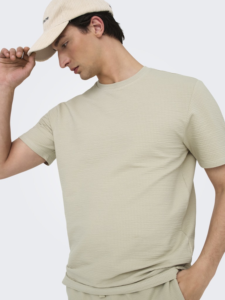 Only & Sons Kian Life Reg Seersucker SS Tee Heren