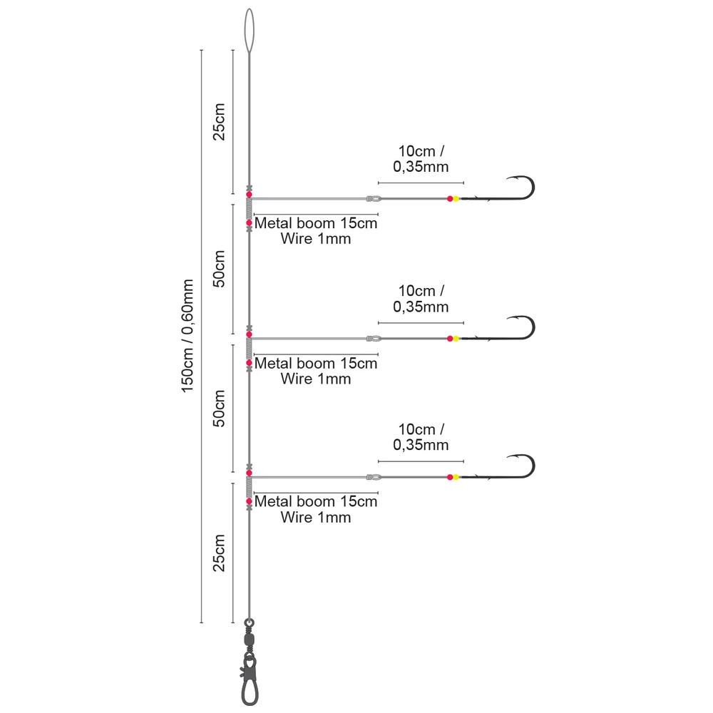 Spro Saltwater Salt Rig Metal Boom Worm 1 0.60/0.35Mm 150Cm