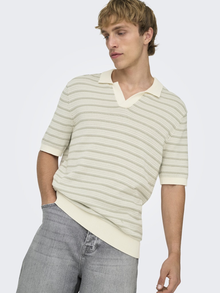 Only & Sons Tilo Life Reg SS Split Neck Knit Heren