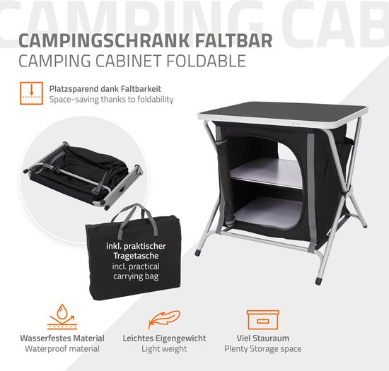 Redcliffs Outdoor Campingkast Zwart Vouwbaar