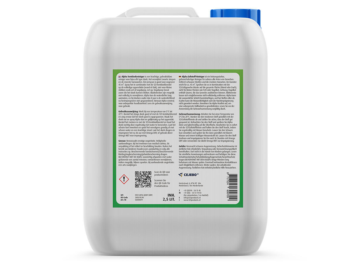 123 Products Alpha Tentdoekreiniger 2,5ltr