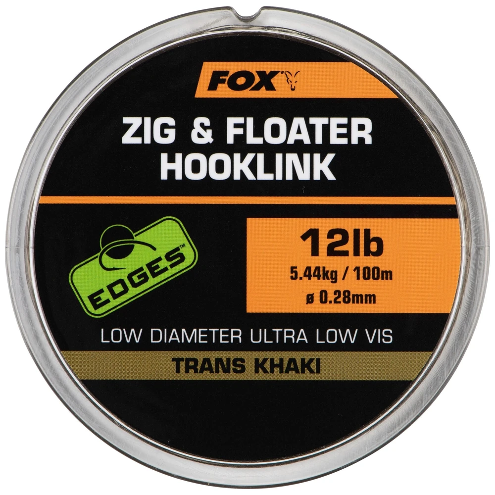 Fox Zig & Floater Hooklink Trans Khaki 100M 0.30Mm 15Lbs