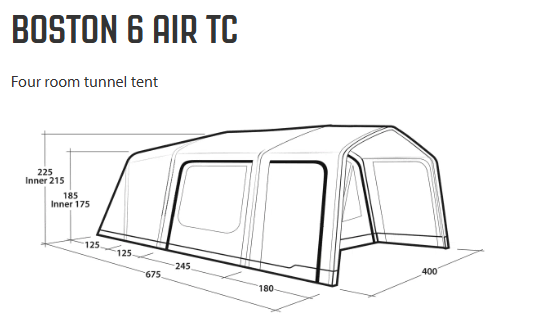 Outwell Opblaasbare Tunneltent Boston 6 Air TC