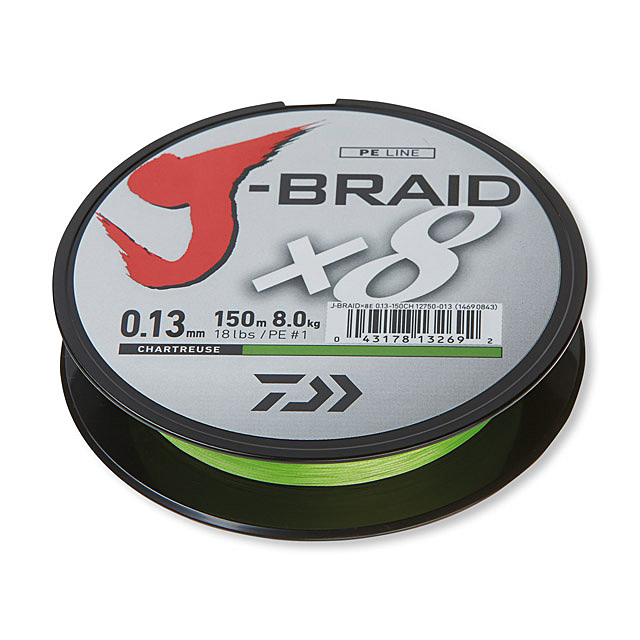 Daiwa J-Braid X8 0.28mm-150M Chart.