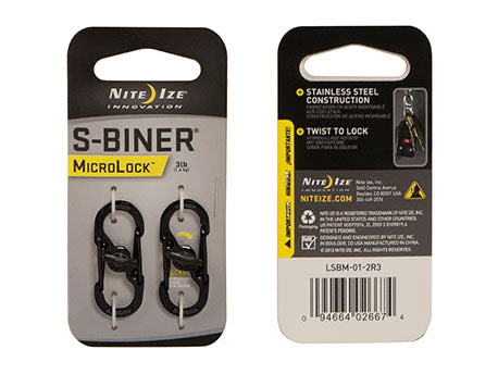 Nite Ize S-biner Karabijnhaak Microlock 2-pack Zwart