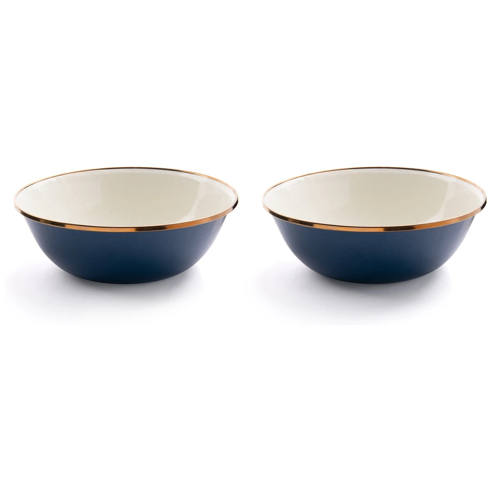 Barebones Enamel 2-Tone Bowl Set - Olive Drab