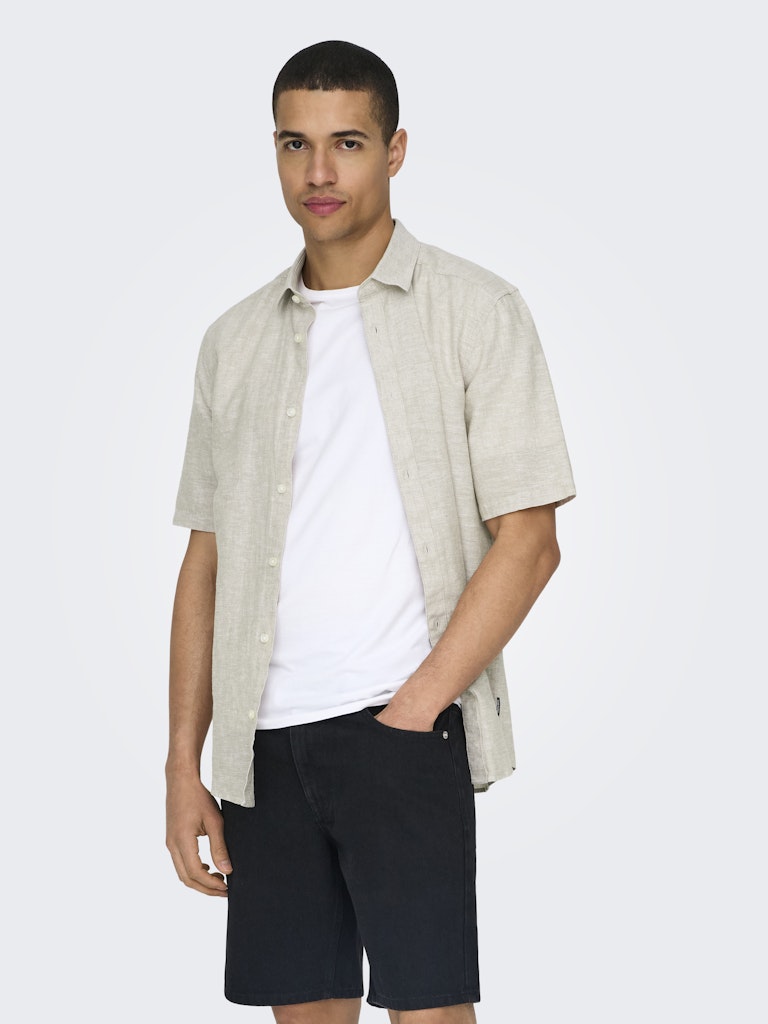 Only & Sons Caiden Life SS Solid Linen Blend Heren
