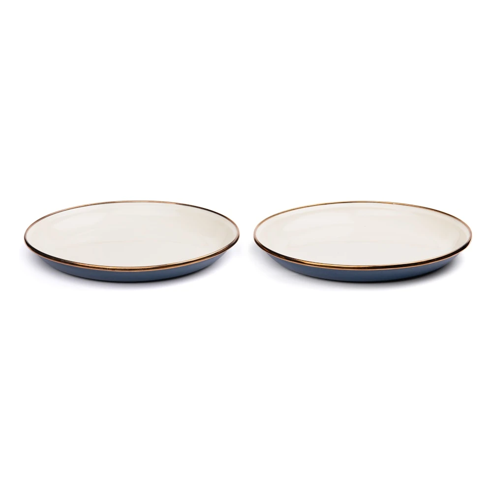 Barebones Enamel 2-Tone Deep Plate Set - Indigo Blue