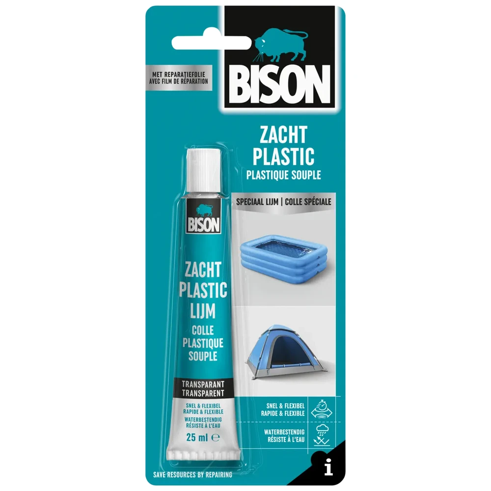 Bison Zacht Plastic Lijm 25 Ml Tube + Folie Kaart