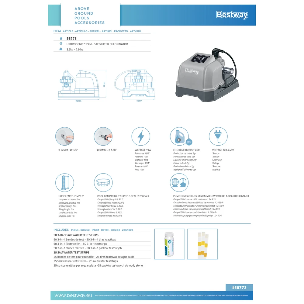 Bestway Zoutelektrolyse Hydrogenic 2 G/H