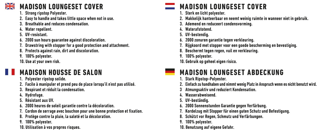 Madison Hoes Voor Loungeset 255X255Xh70 - Grijs